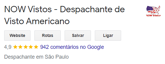 Print da tela do google meu negócio da empresa Now Vistos, com a nota de avaliação de 4,9.