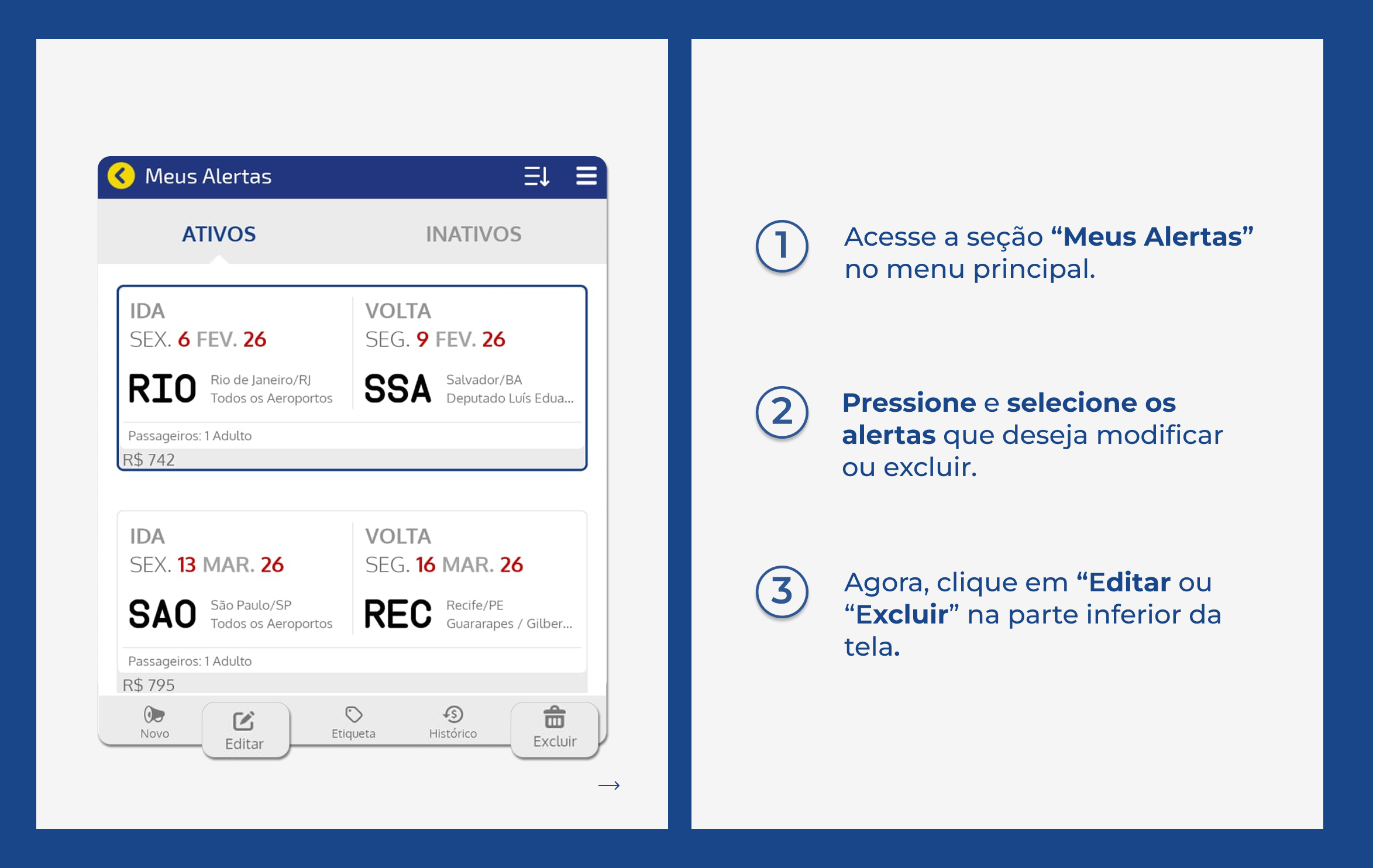 Tutorial como editar alertas do Voelivre